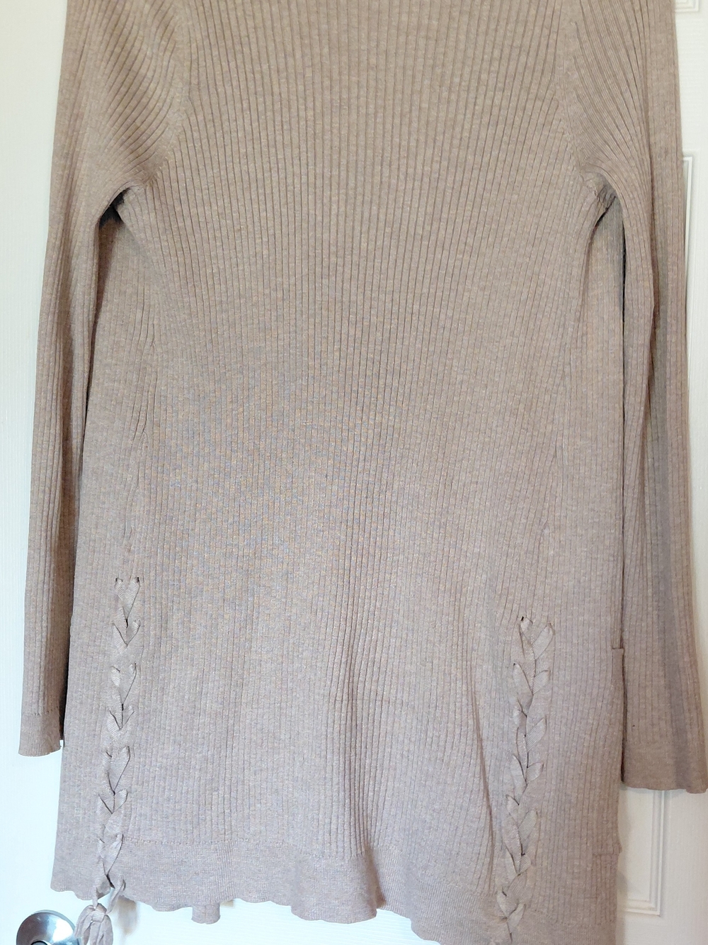 Maurices Beige Ribbed Open-Front Cardigan - Picture 2 of 5
